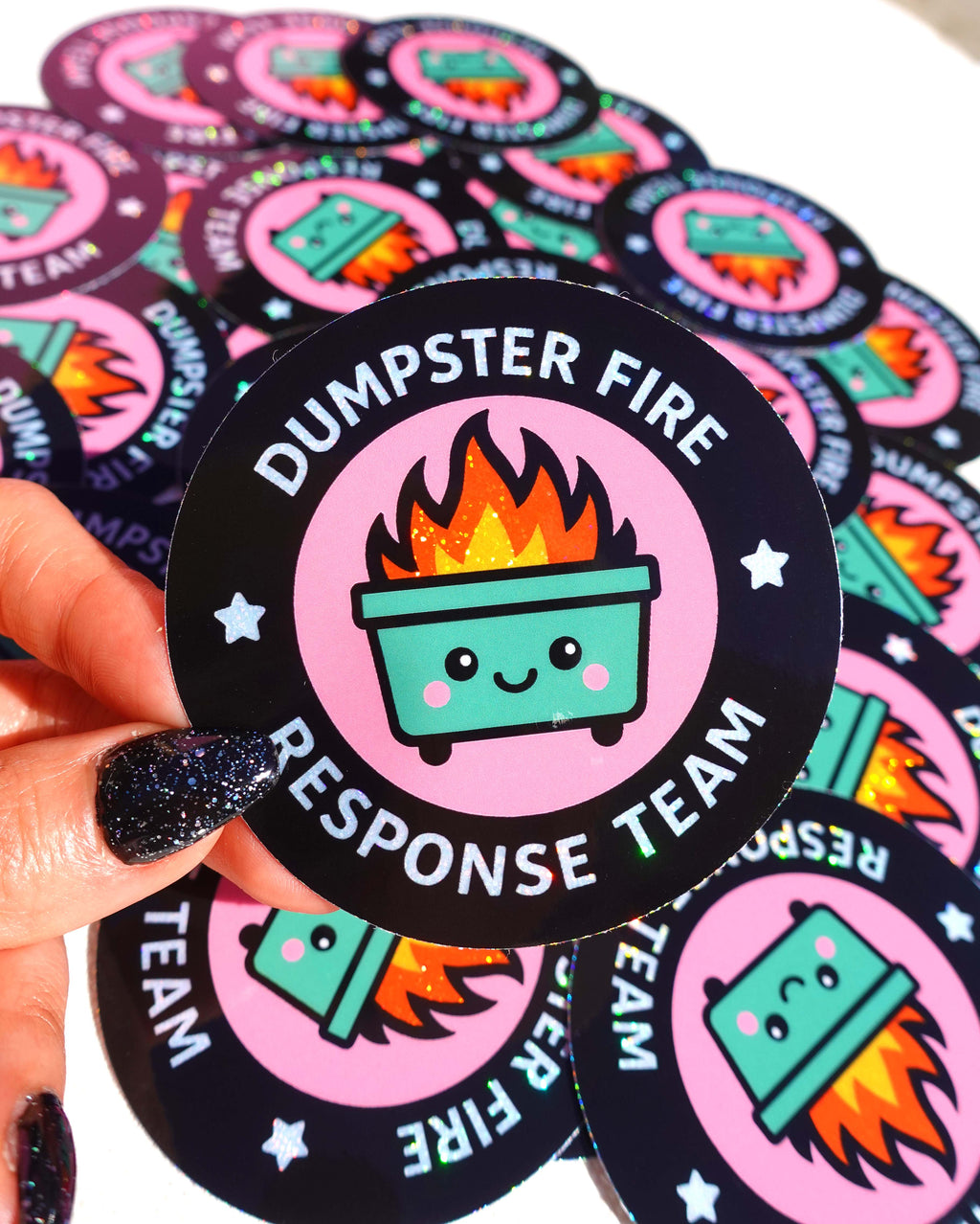 Dumpster Fire Response Team– Glitter Holographic Sticker