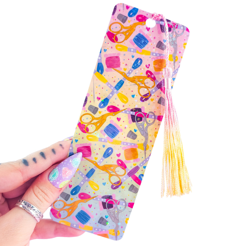 Embroidery Holographic Bookmark – Handmade Sewing & Craft Bookmark, Book Lover Gift