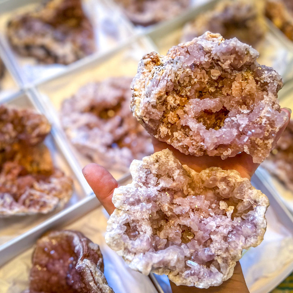 Large Raw Pink Amethyst Geodes from El Choique Mine Argentina