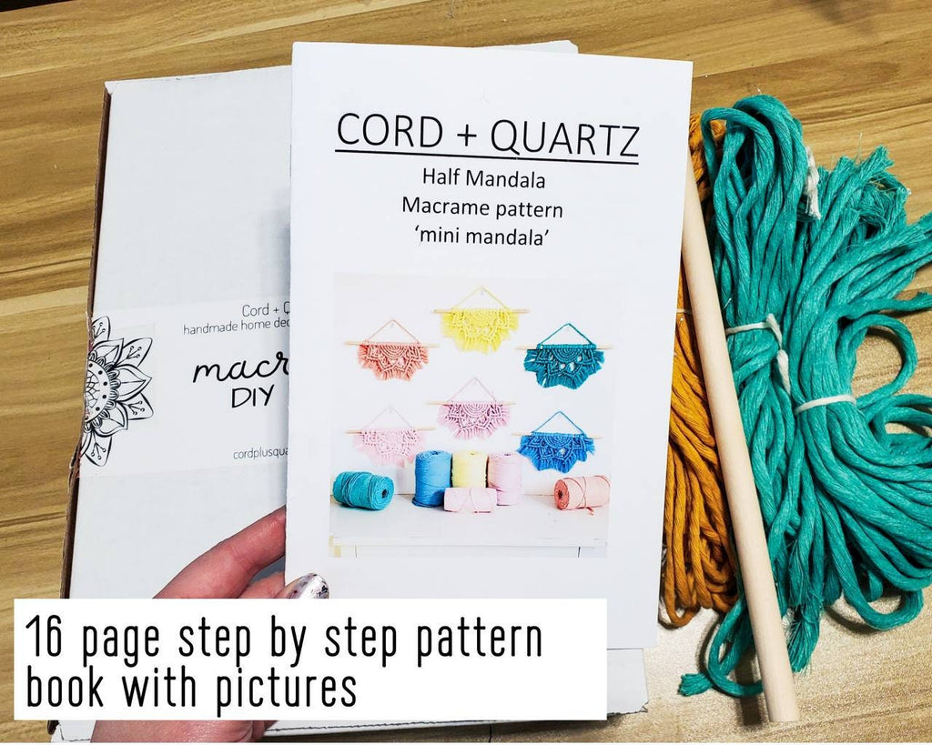 Beginner DIY Macrame craft kit. Macrame wall hanging kit, Craft kits for adults and kids. DIY boho wall decor. Macrame tutorial kit