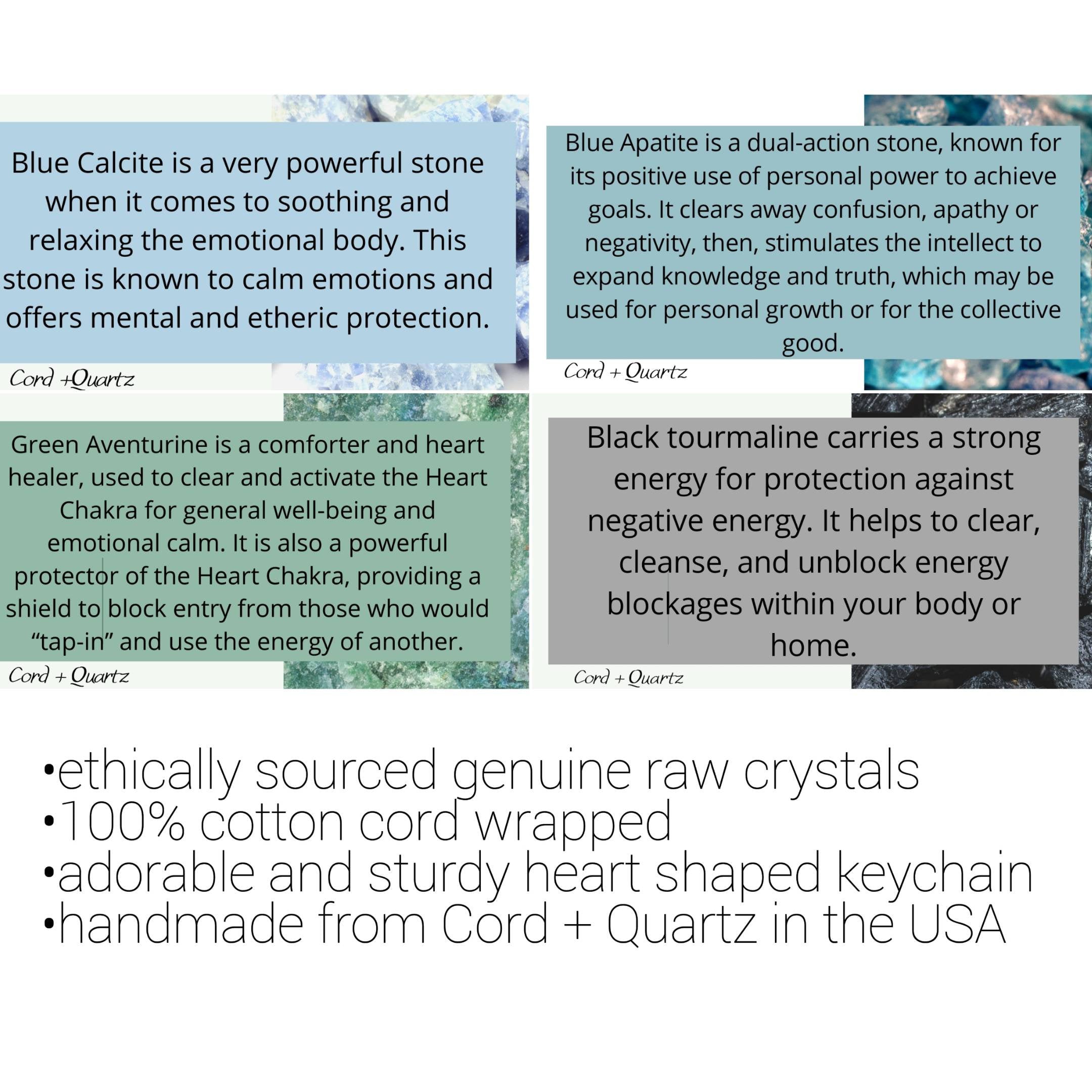 Raw crystal macrame wrapped keychains