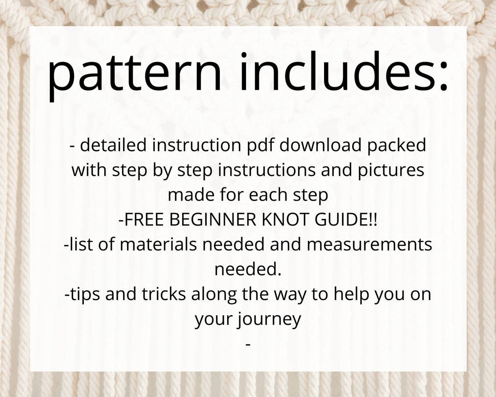 Beginner macrame wall hanging pdf pattern. Digital download