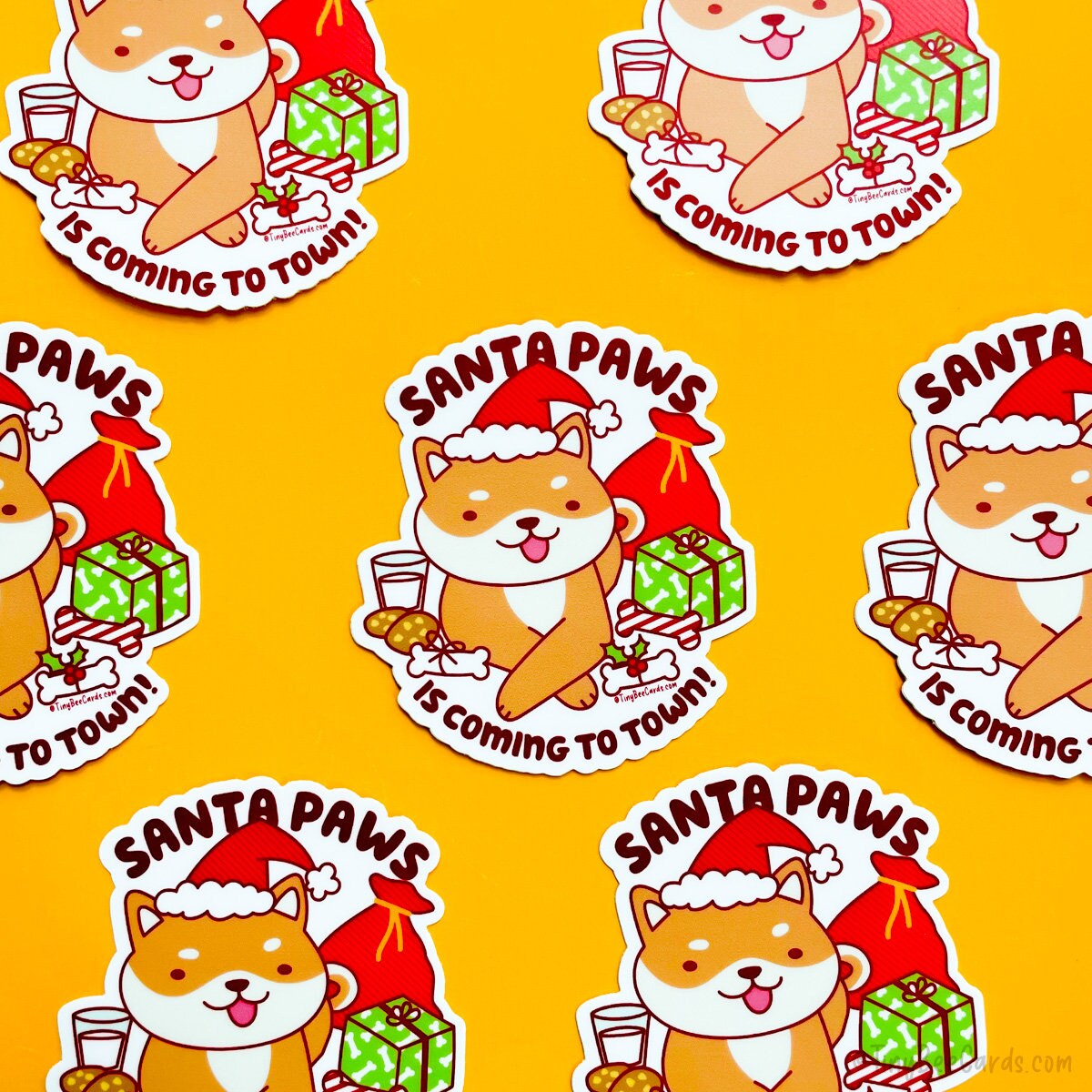 Christmas Dog Vinyl Sticker - Santa Paws is Coming to Town!