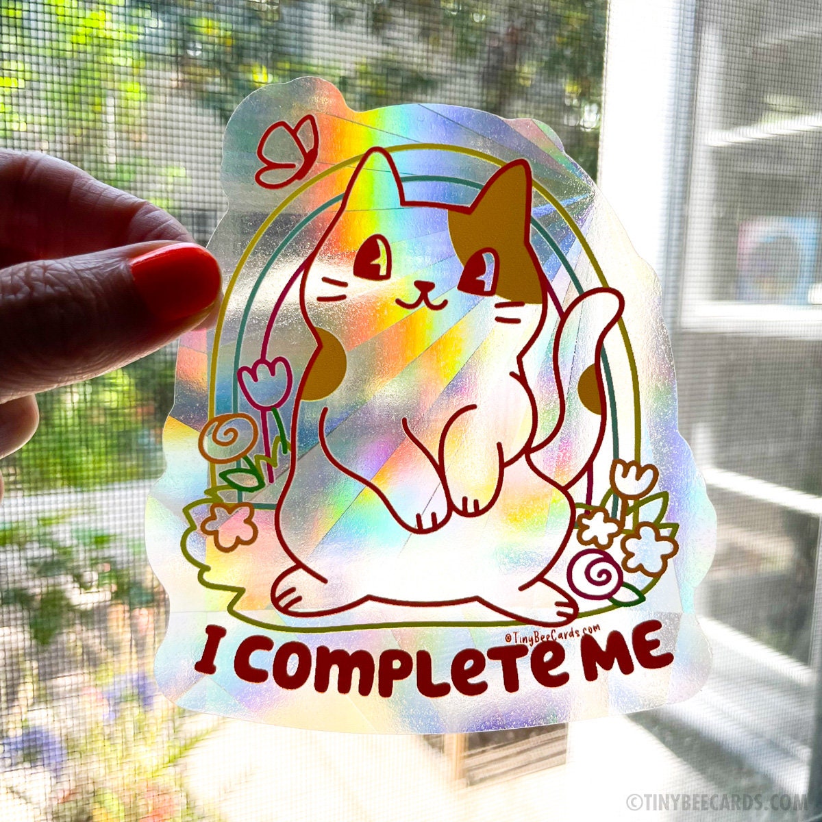 Cat Self Love Suncatcher Rainbow Maker Decal
