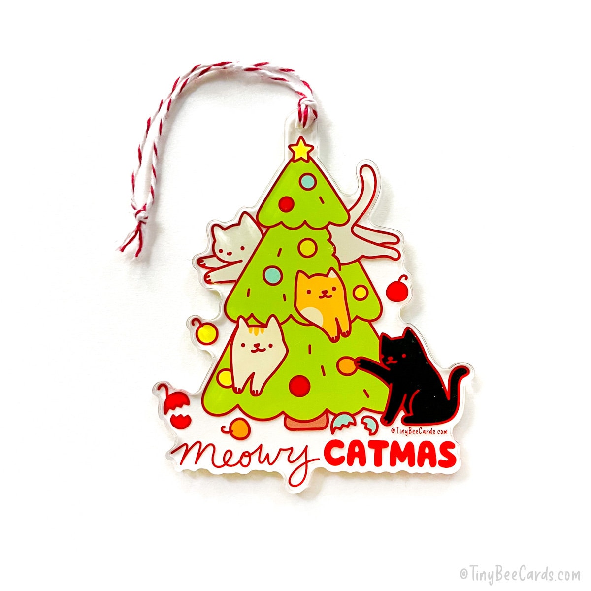 Meowy Catmas Cat Mischief Acrylic Christmas Ornament