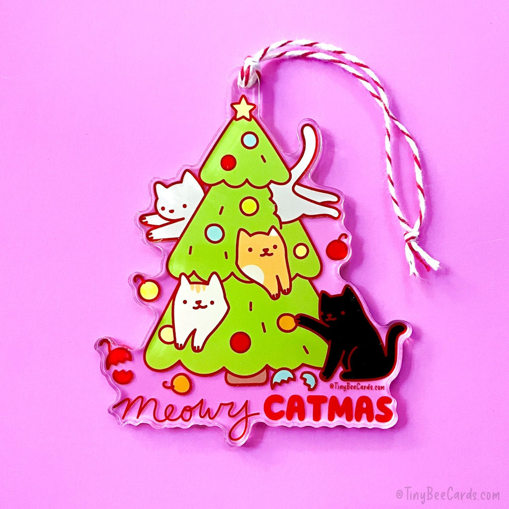 Meowy Catmas Cat Mischief Acrylic Christmas Ornament