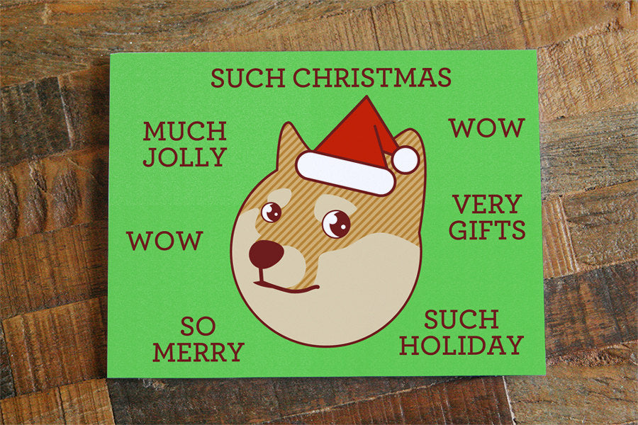 Funny Doge Meme Christmas Card "Such Christmas"