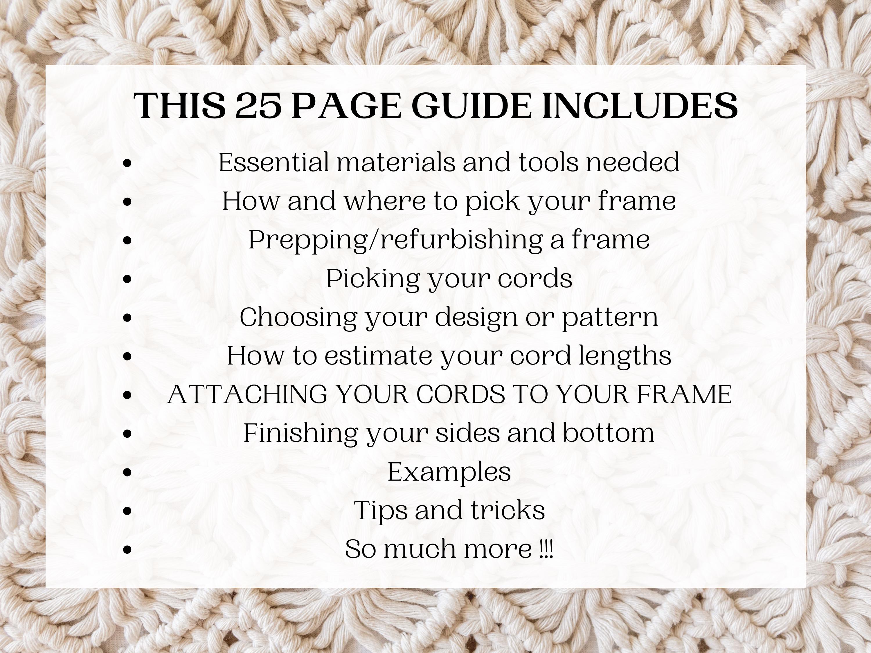 Mastering framed macrame guide. 25 page PDF how to guide for artists. Macrame patterns and tutorials. From small to extra large.