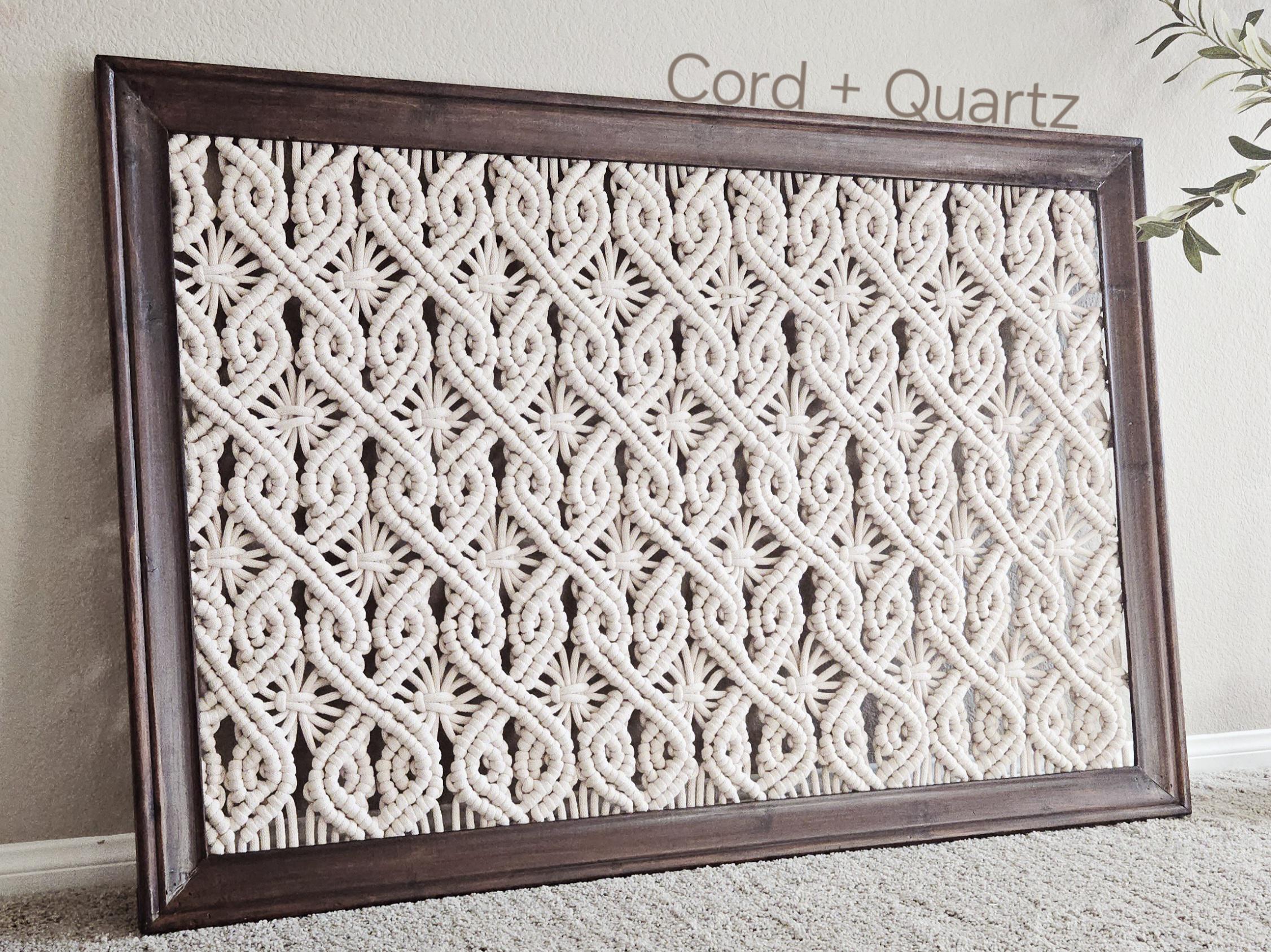 Extra large framed macrame wall hanging.