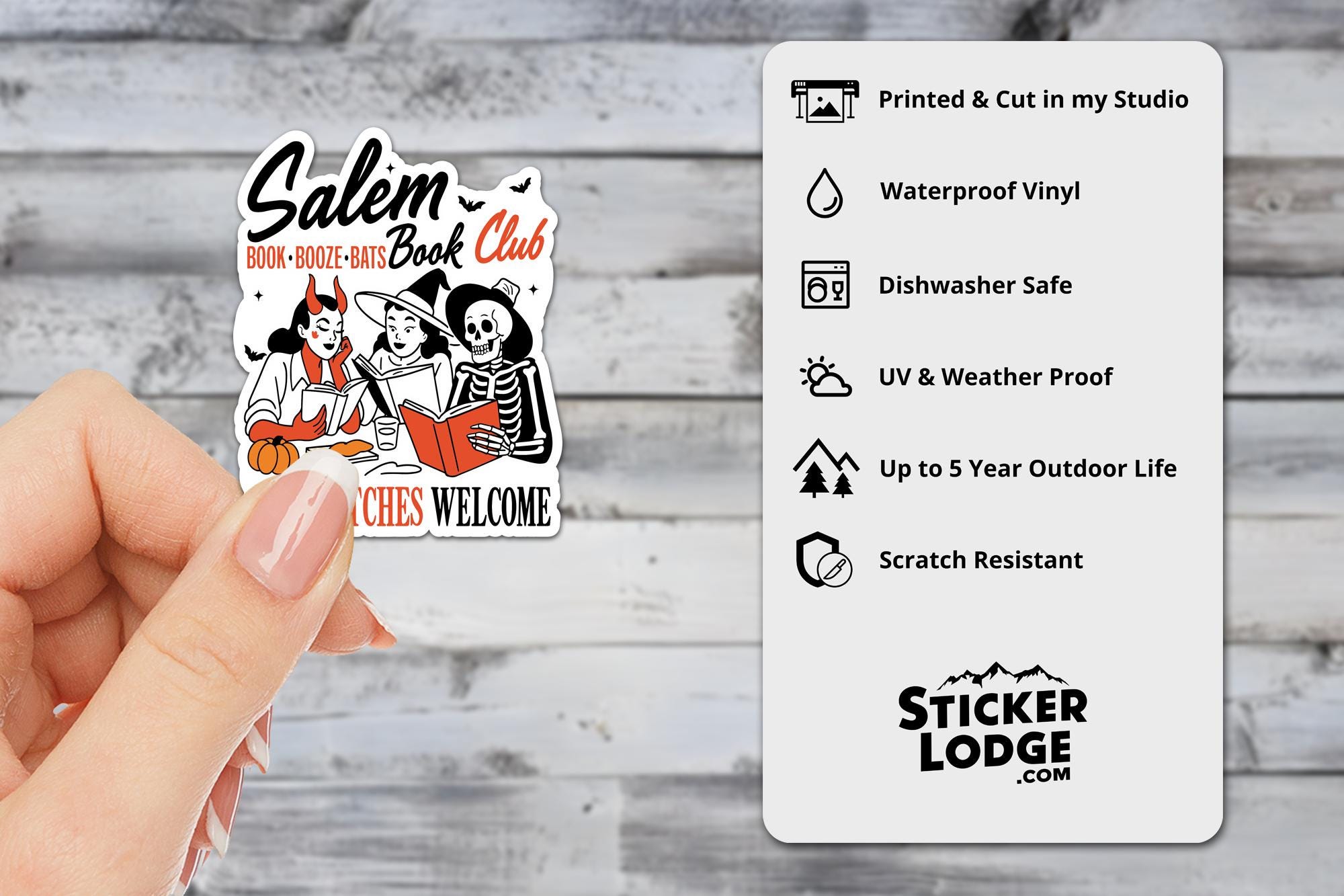 Salem Book Club All Witches Welcome Vinyl Sticker