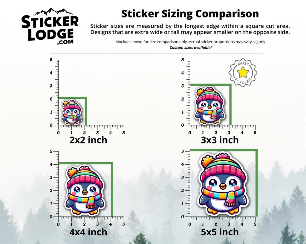 Kawaii Penguin with Winter Hat Vinyl Sticker