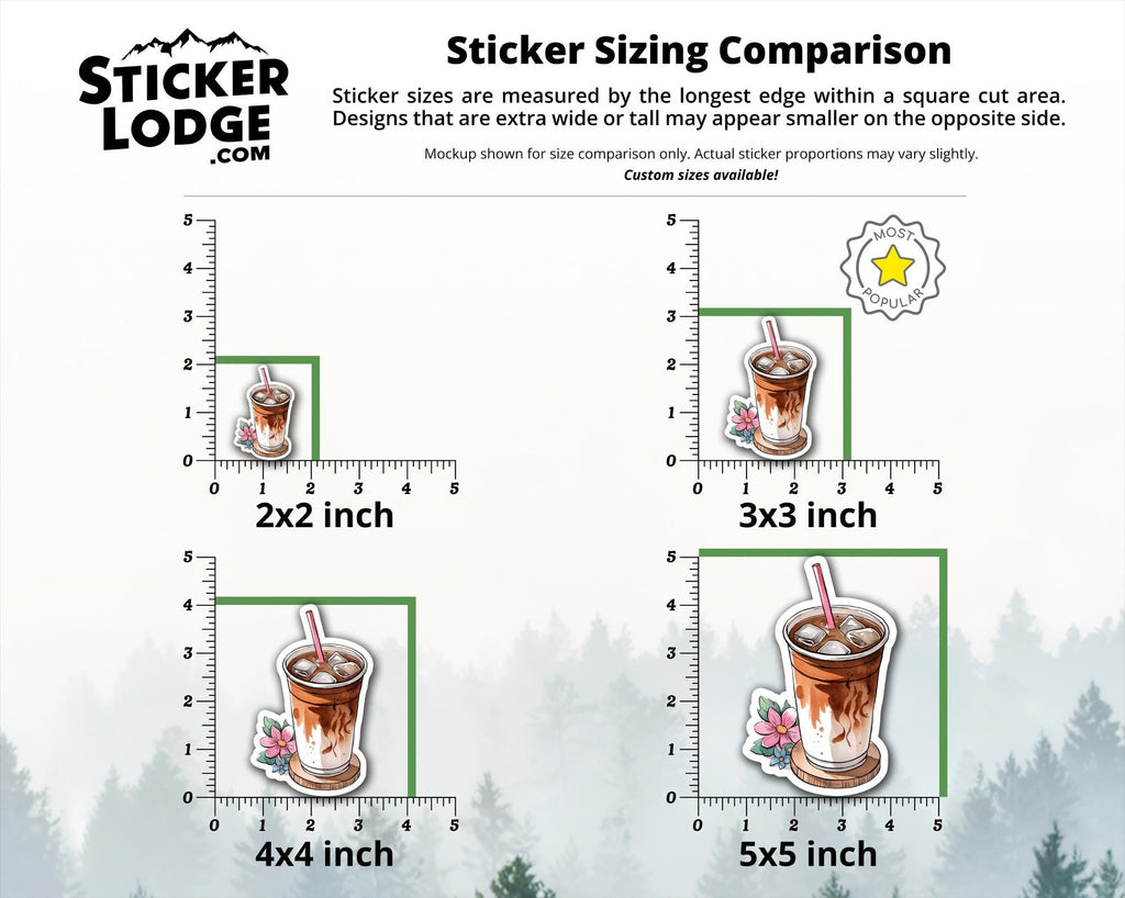 Iced Coffee Watercolor Flower Vinyl Sticker