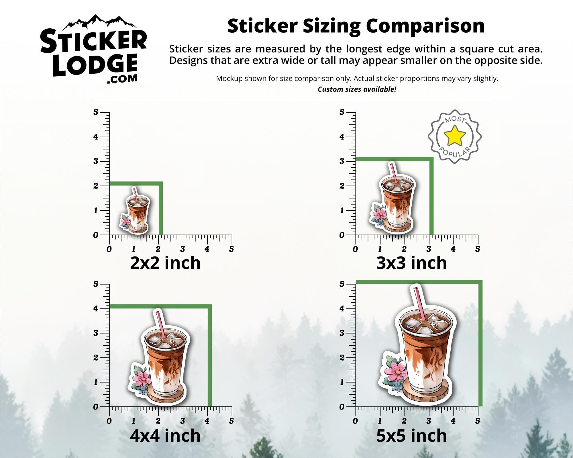 Iced Coffee Watercolor Flower Vinyl Sticker