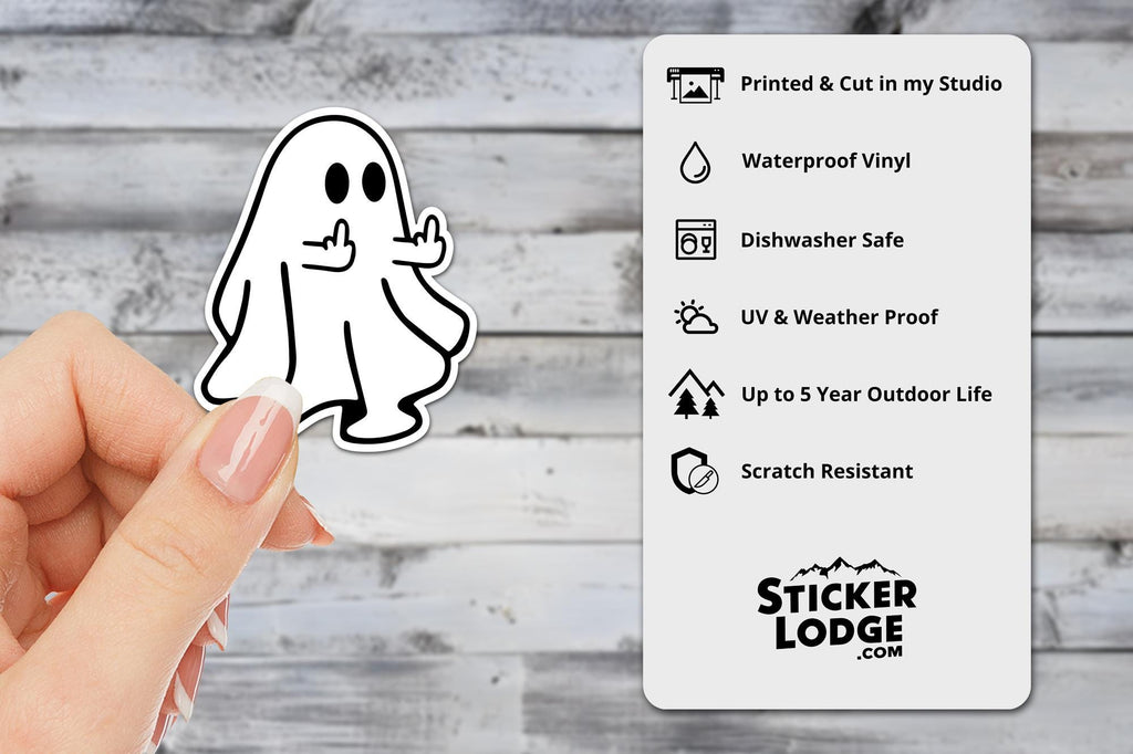 Middle Finger Flip Off Ghost Vinyl Sticker
