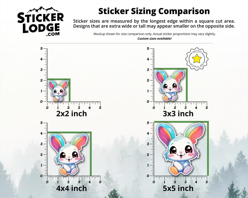 Cute Happy Rainbow Bunny Kawaii Vinyl Sticker
