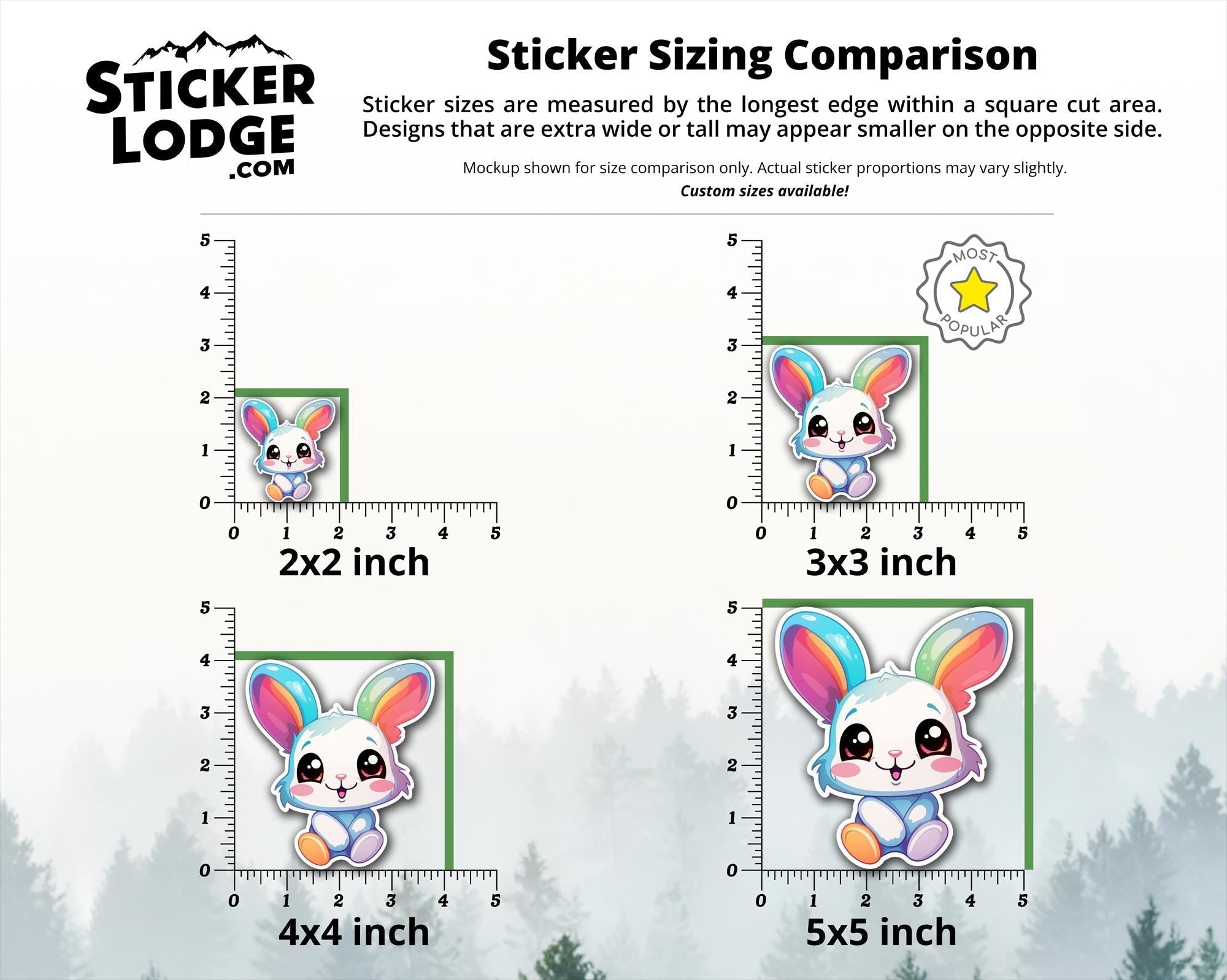 Cute Happy Rainbow Bunny Kawaii Vinyl Sticker