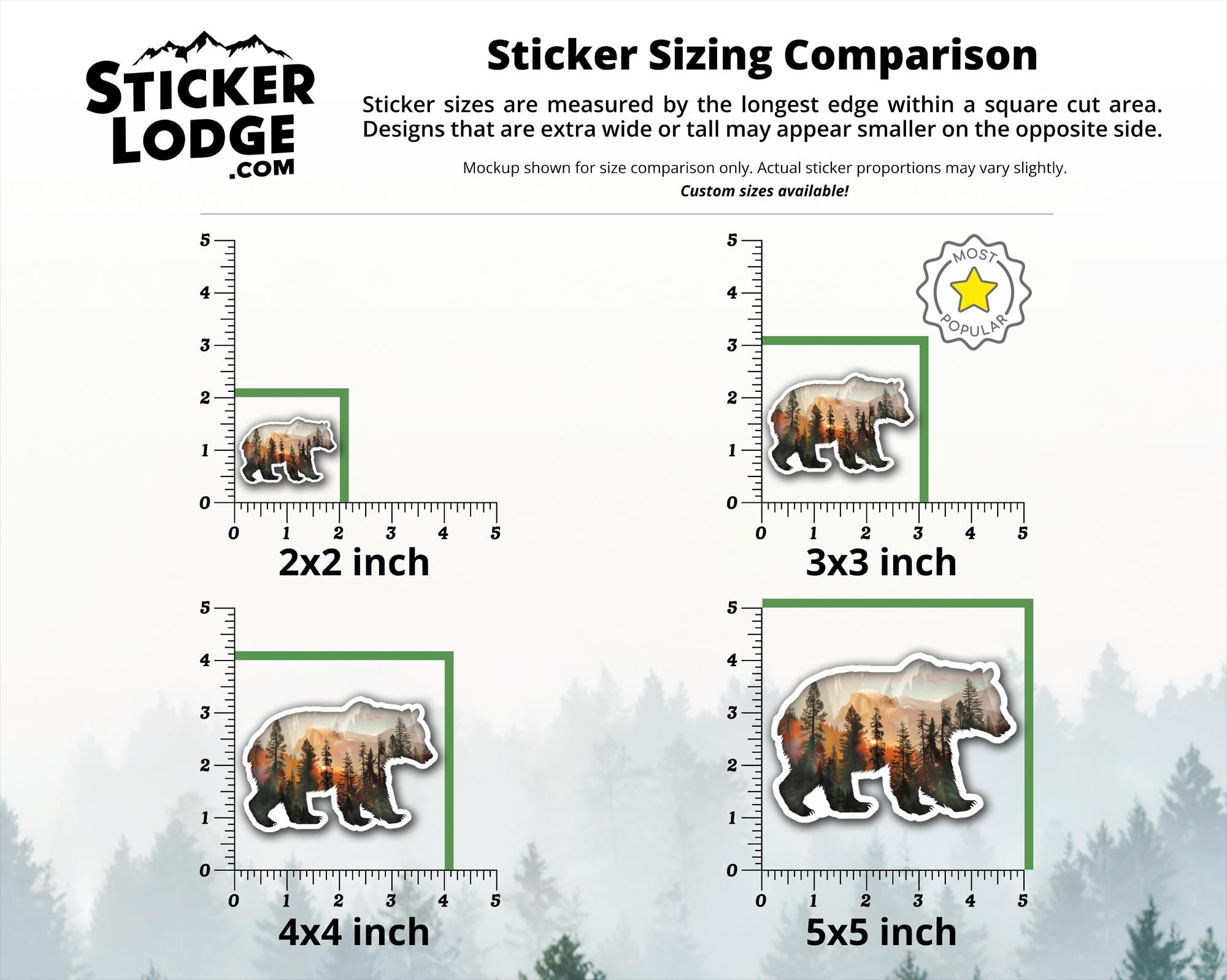 Bear and Forest Double Exposure Vinyl Sticker