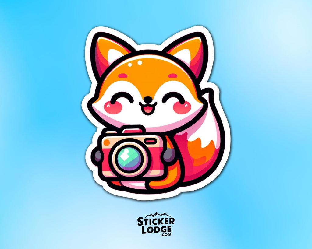 Fox Photographer Kawaii Vinyl Sticker