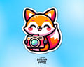 Fox Photographer Kawaii Vinyl Sticker