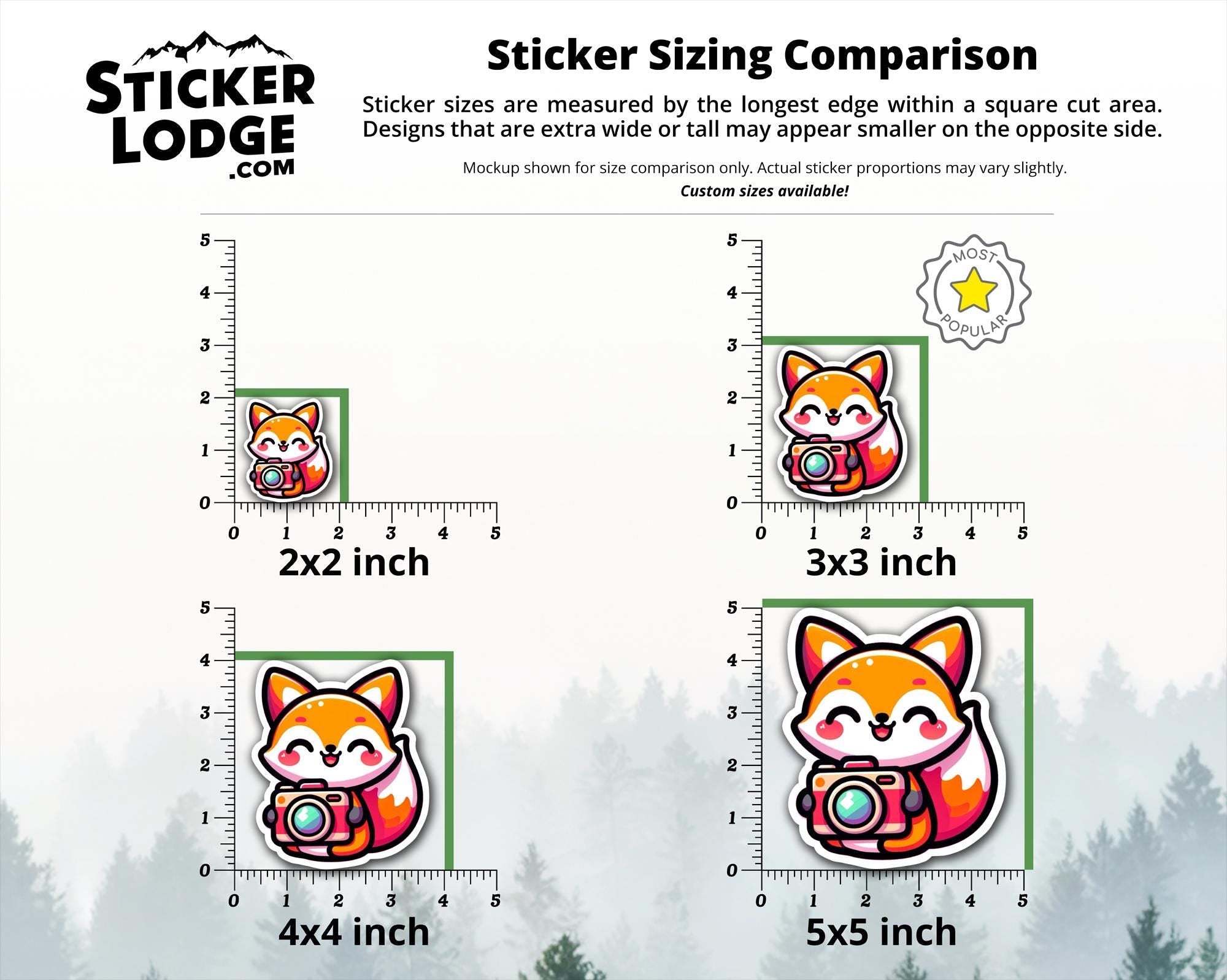 Fox Photographer Kawaii Vinyl Sticker