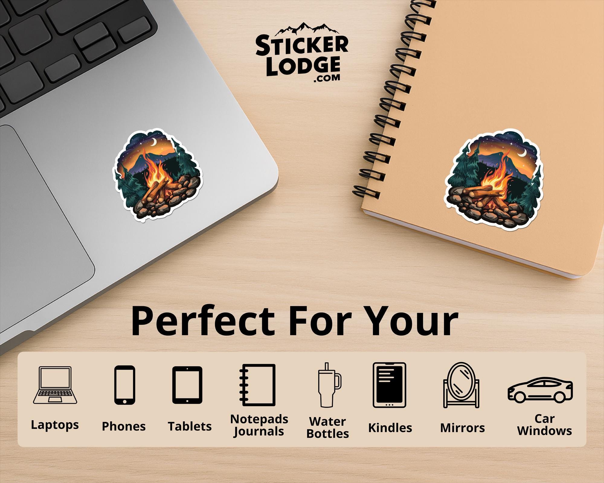 Night Campfire Vinyl Sticker