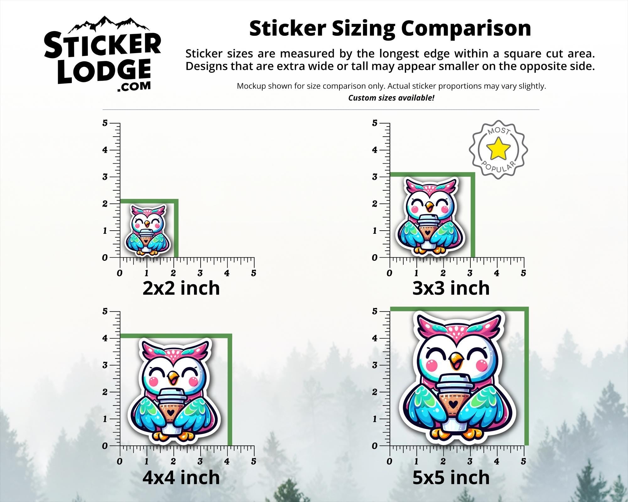 Kawaii Owl with Coffee Vinyl Sticker