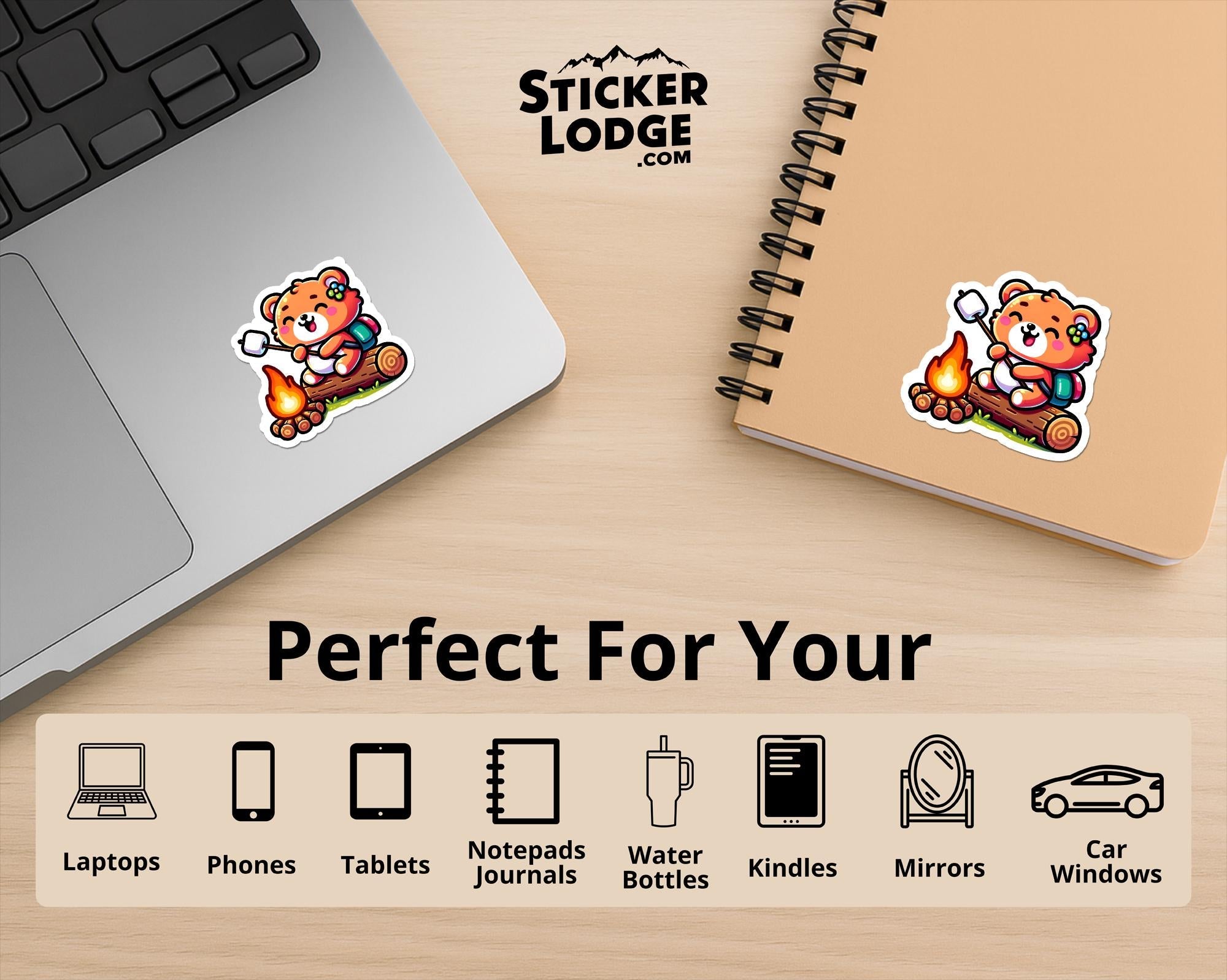 Happy Camper Bear Vinyl Sticker
