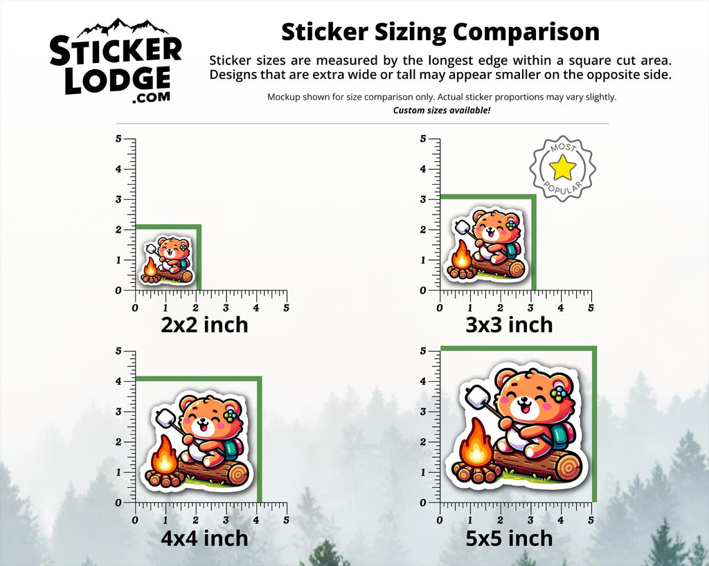 Happy Camper Bear Vinyl Sticker