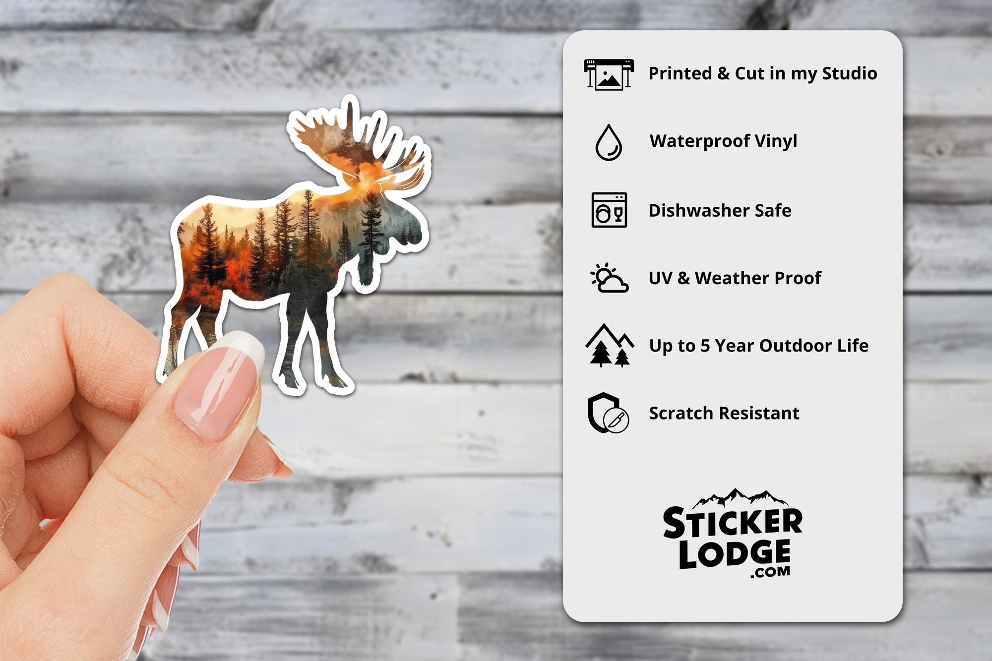 Moose and Forest Nature Double Exposure Vinyl Sticker