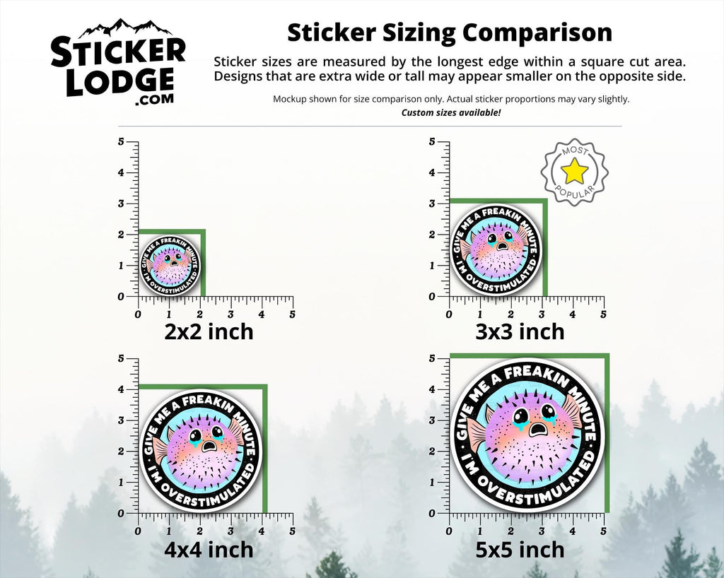 Overstimulated Pufferfish Vinyl Sticker