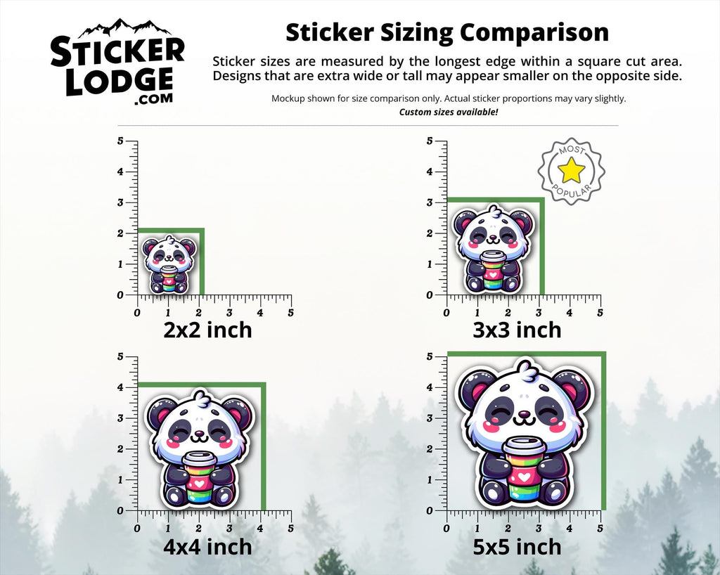 Cute Panda Bear with Coffee Vinyl Sticker