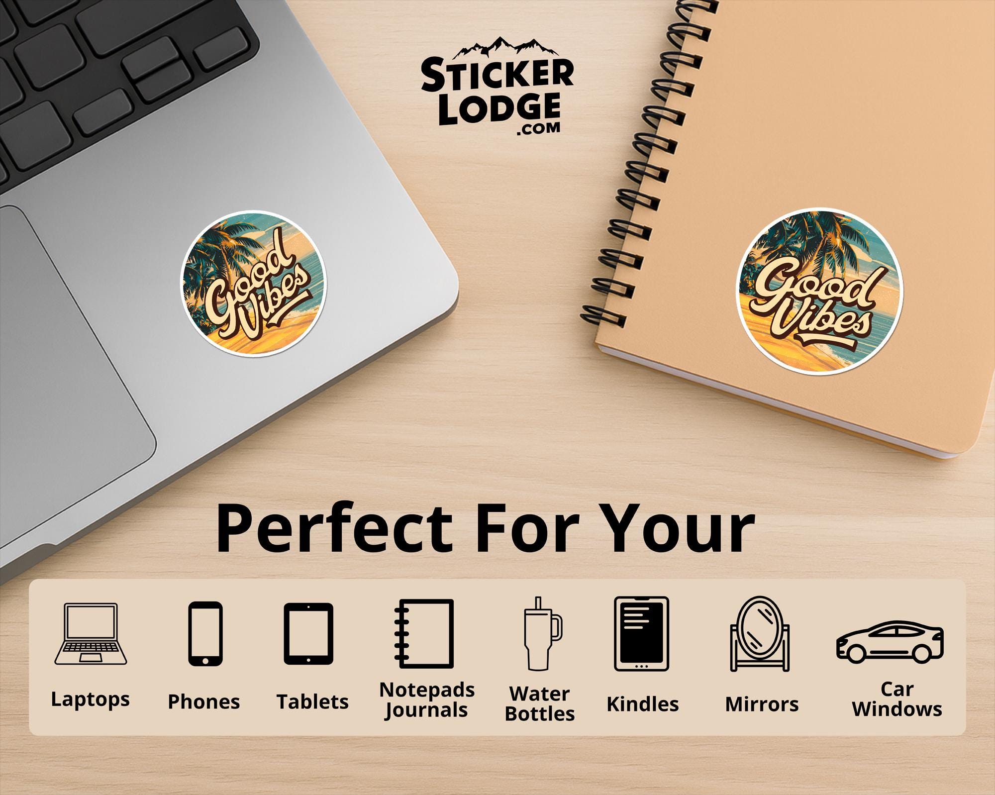 Good Vibes Tropical Beach Vinyl Sticker
