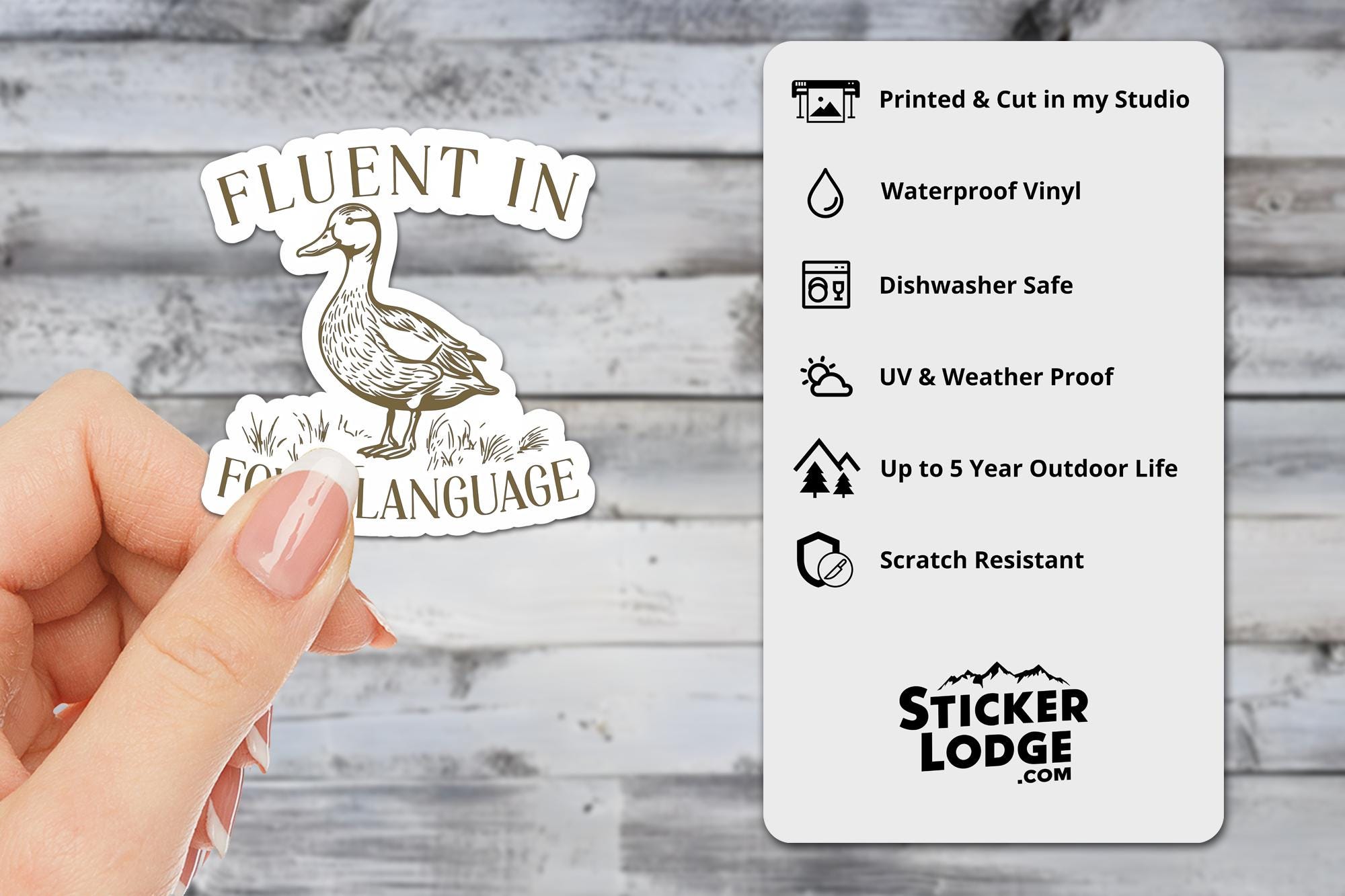 Fluent In Fowl Language Vinyl Sticker