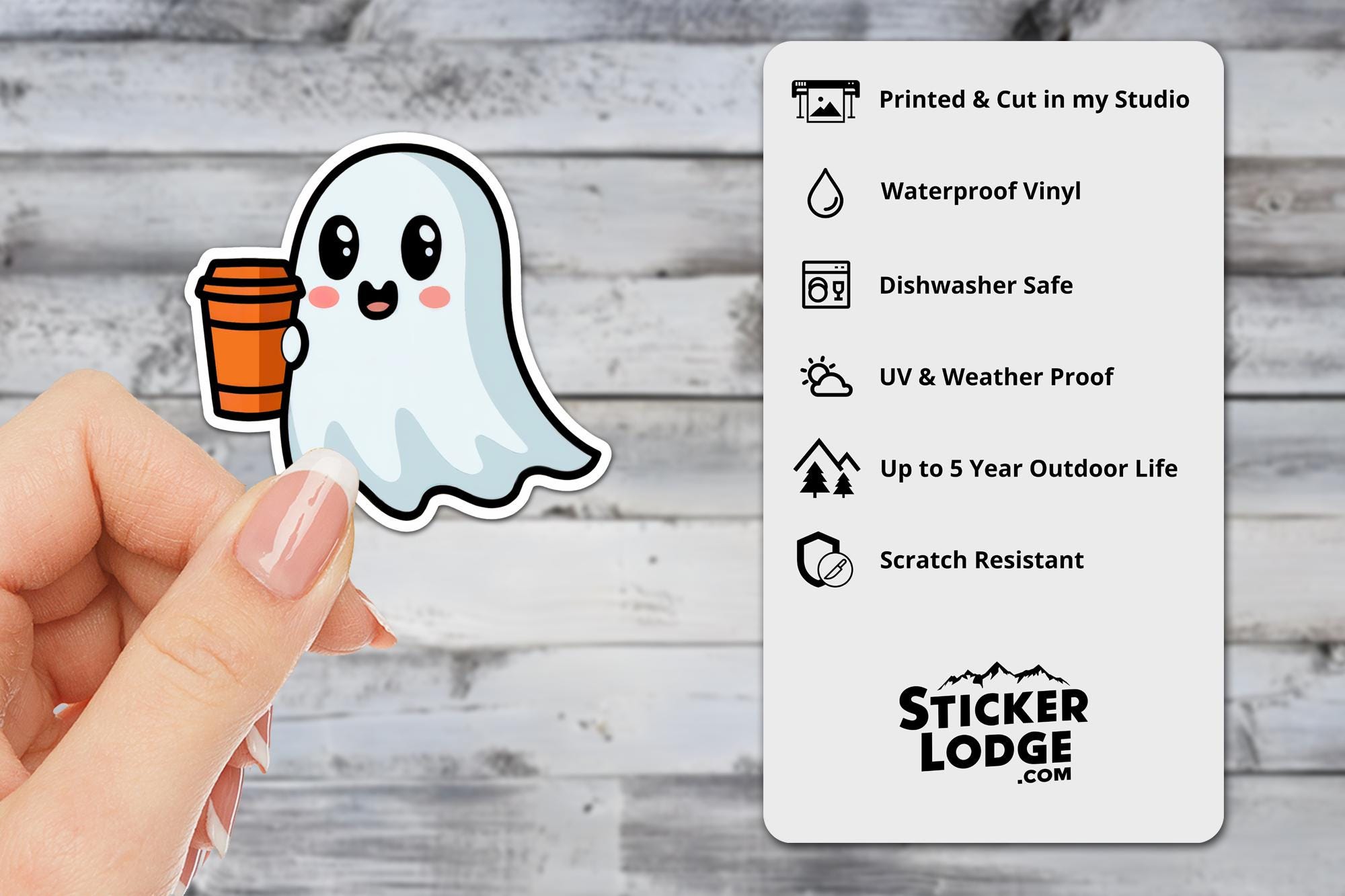 Ghost Pumpkin Spice Latte Coffee Vinyl Sticker