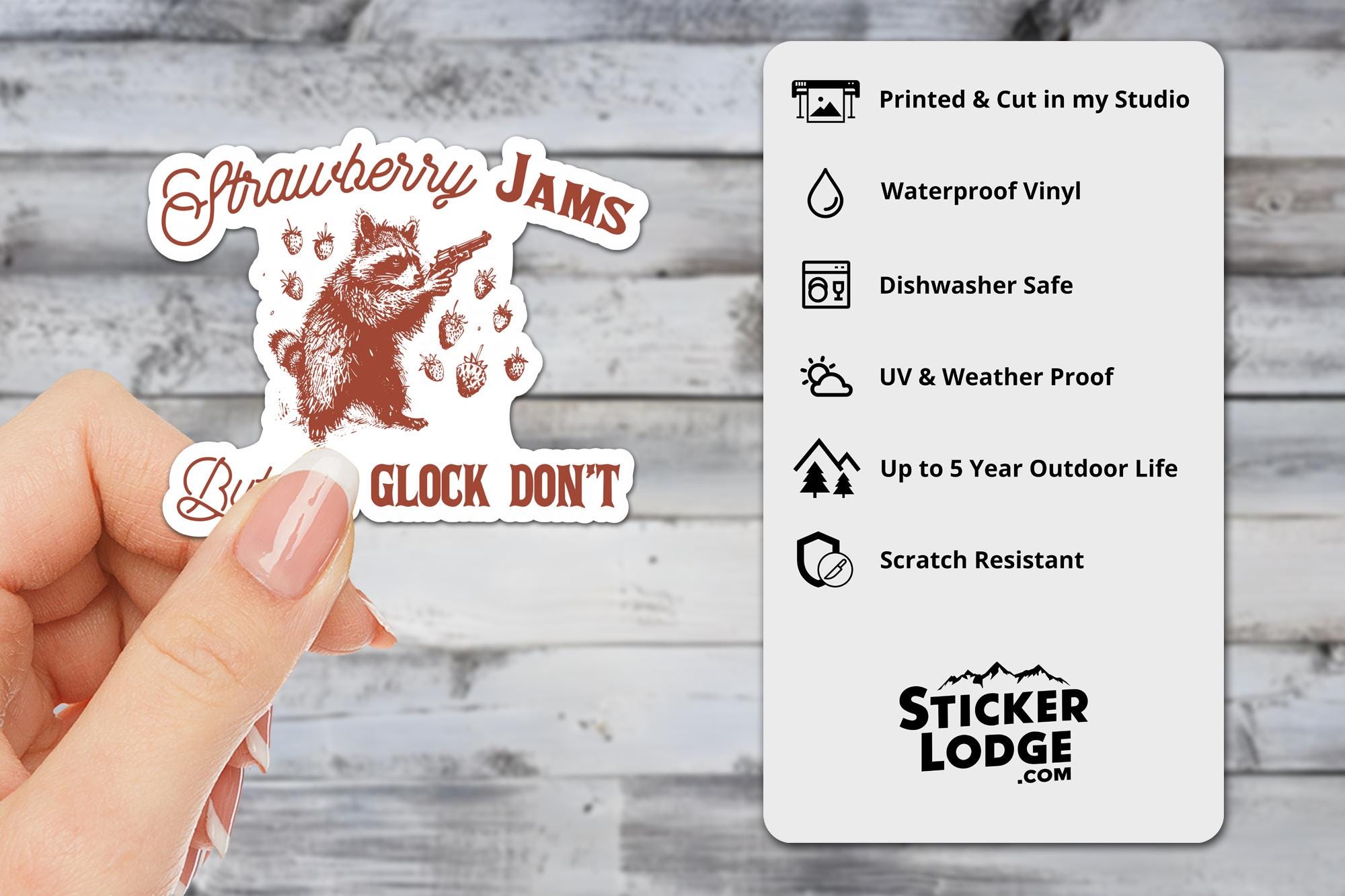Strawberry Jams But My Glock Don't Vinyl Sticker