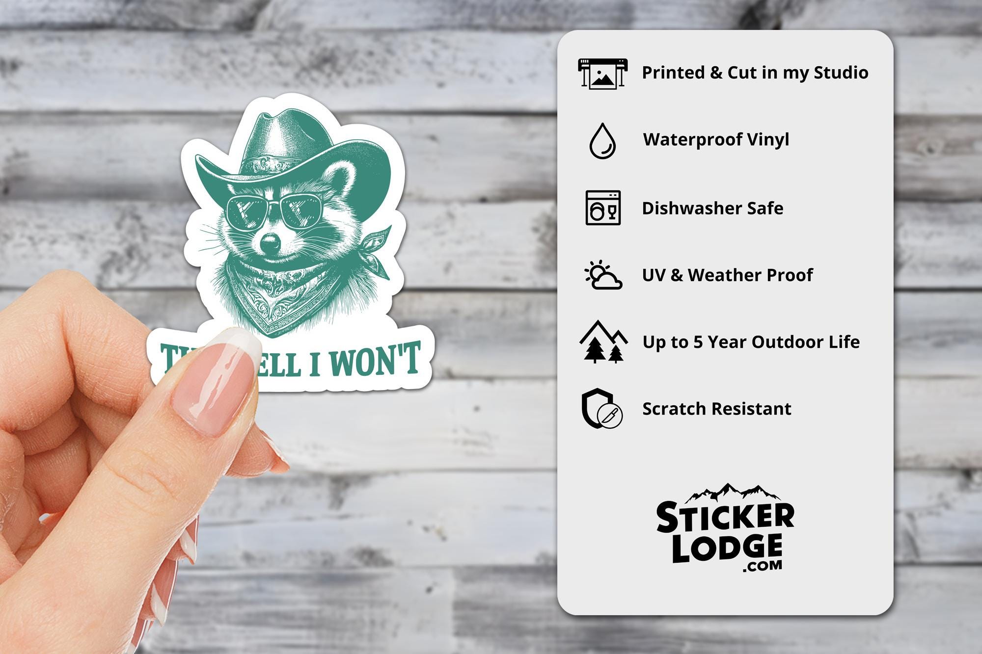 The Hell I Wont Raccoon Vinyl Sticker