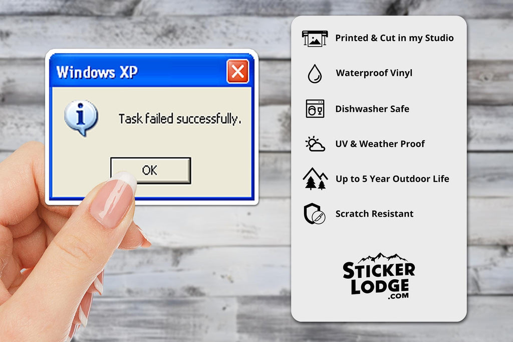 Windows XP Task Failed Successfully Vinyl Sticker