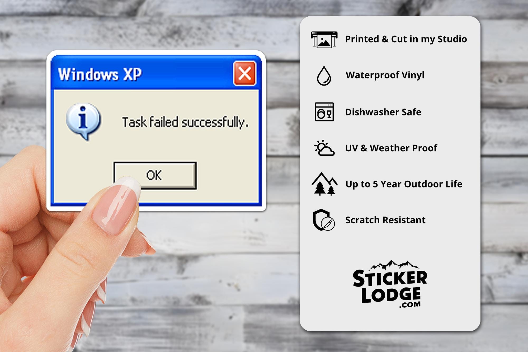 Windows XP Task Failed Successfully Vinyl Sticker