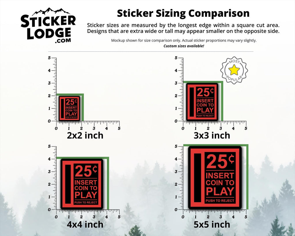 Retro Arcade 25 Cents Insert Coin Vinyl Sticker
