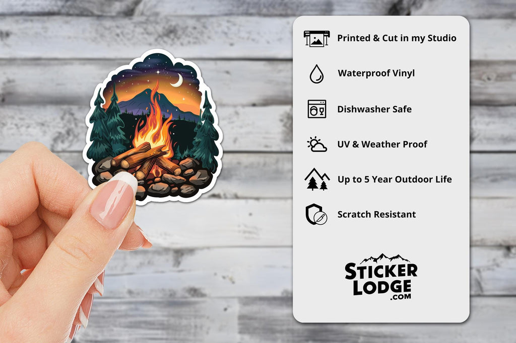 Night Campfire Vinyl Sticker