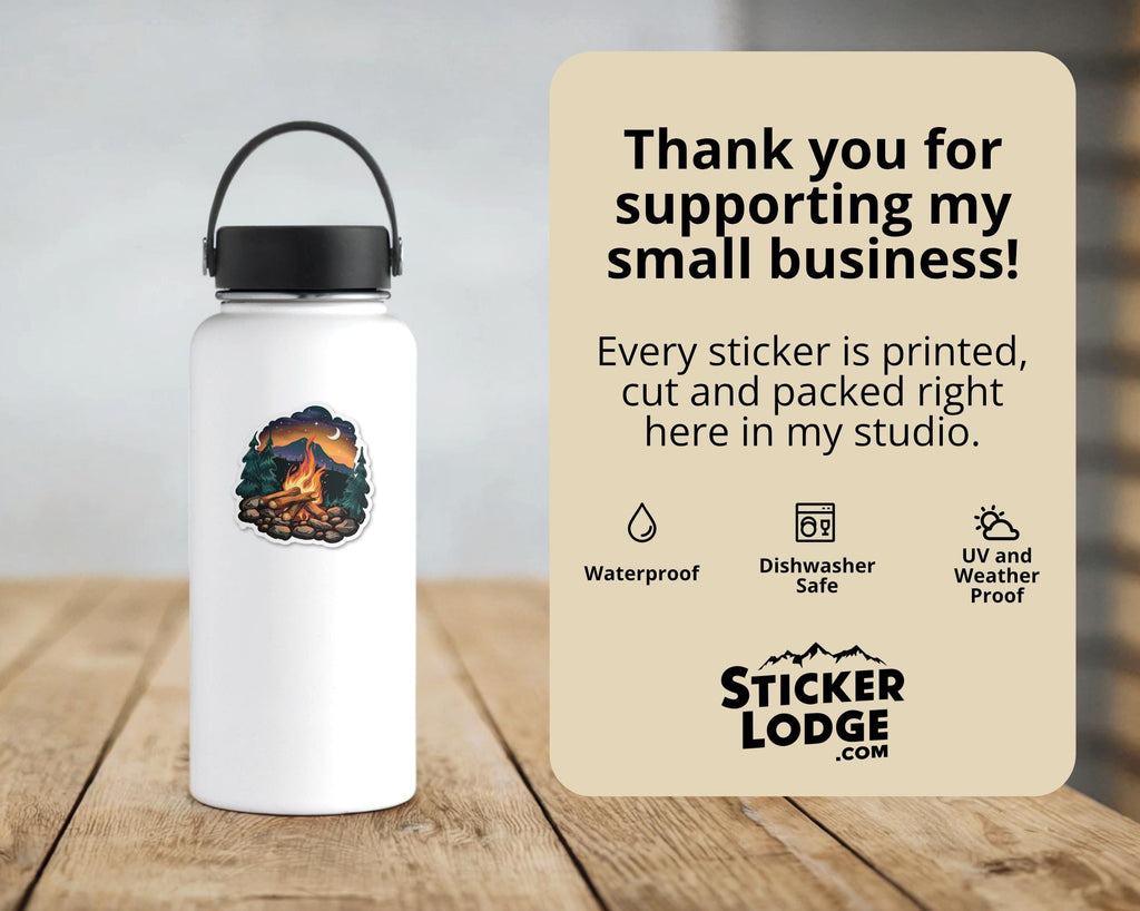 Night Campfire Vinyl Sticker