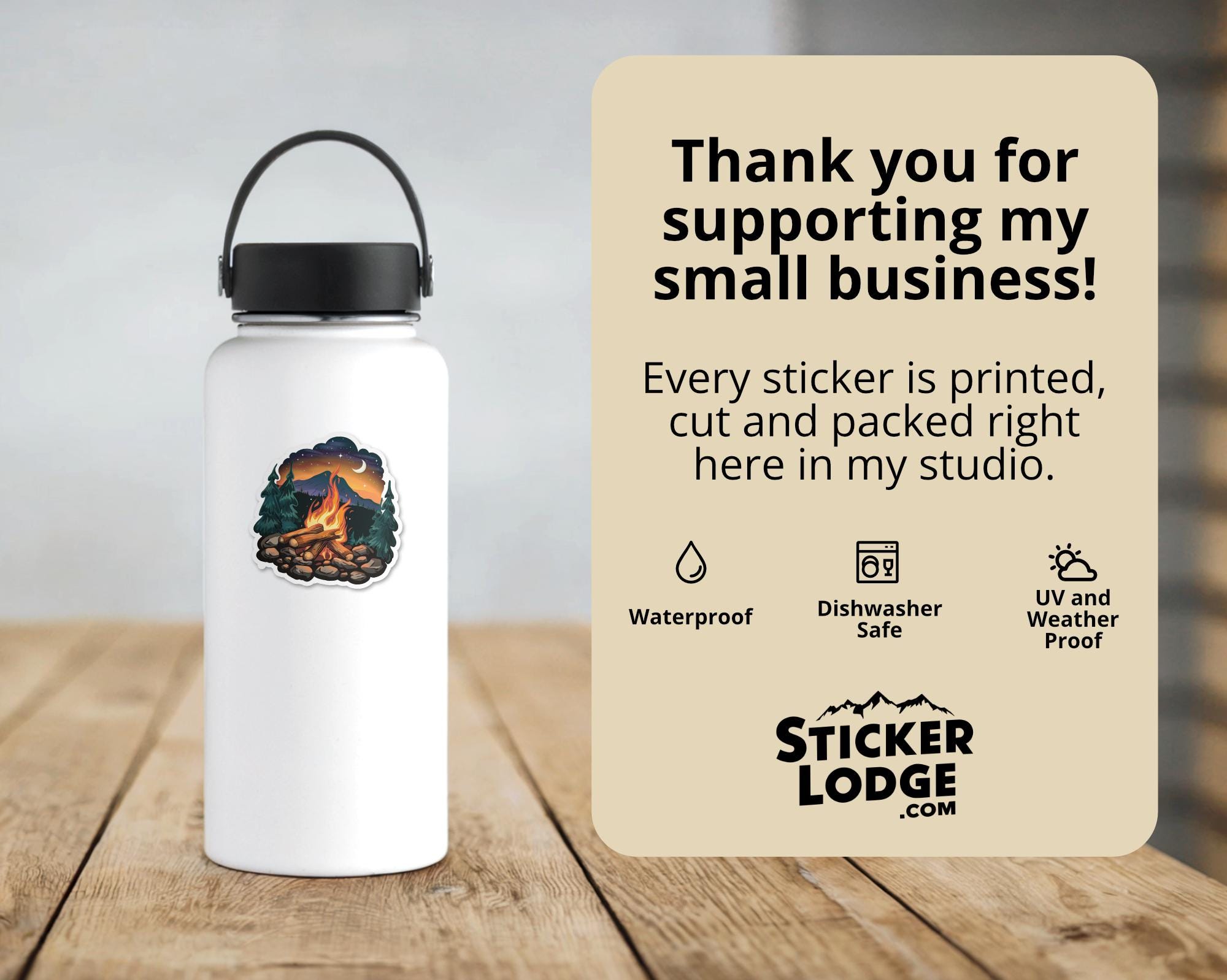 Night Campfire Vinyl Sticker