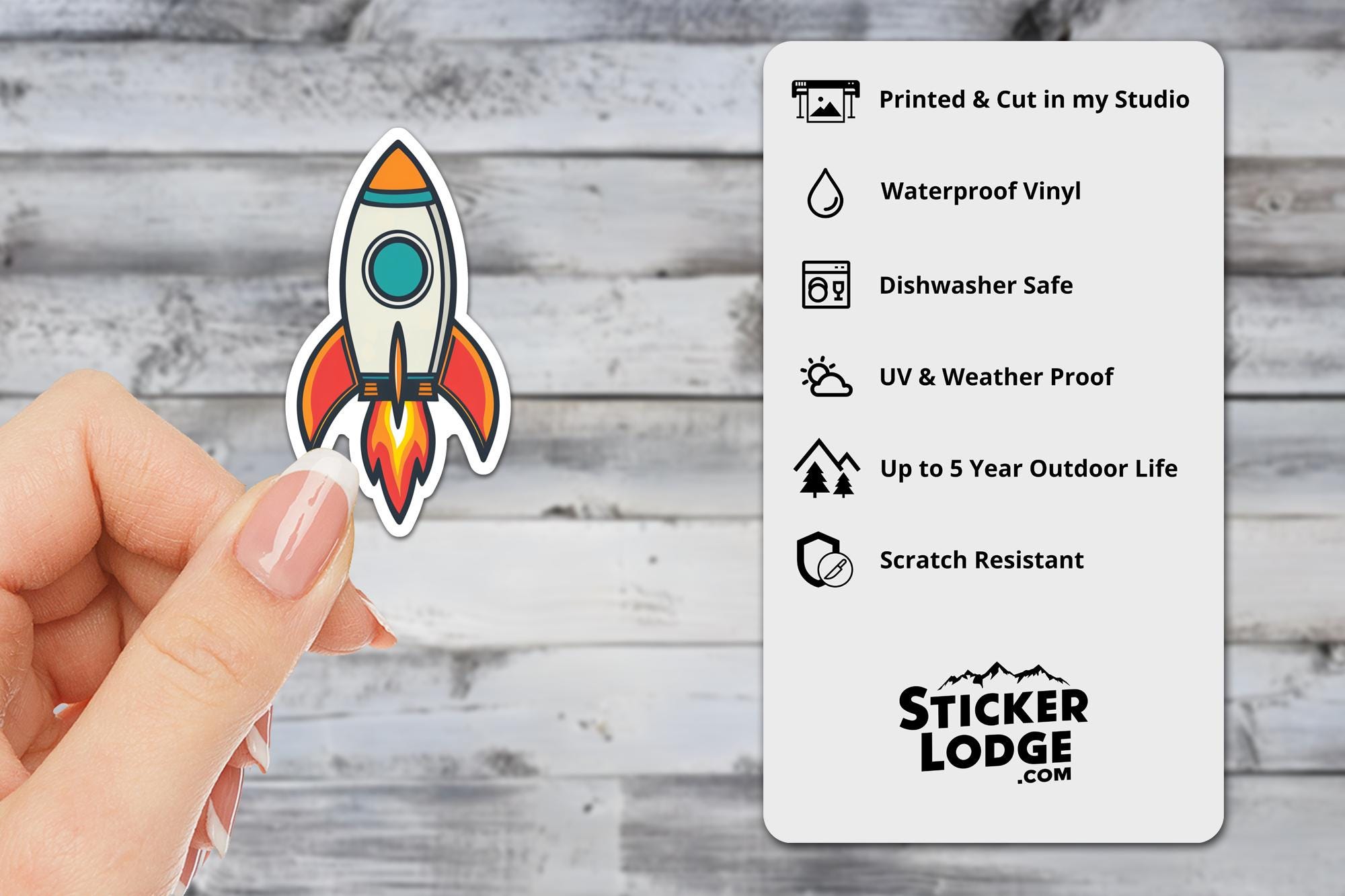 Retro Rocket Vinyl Sticker