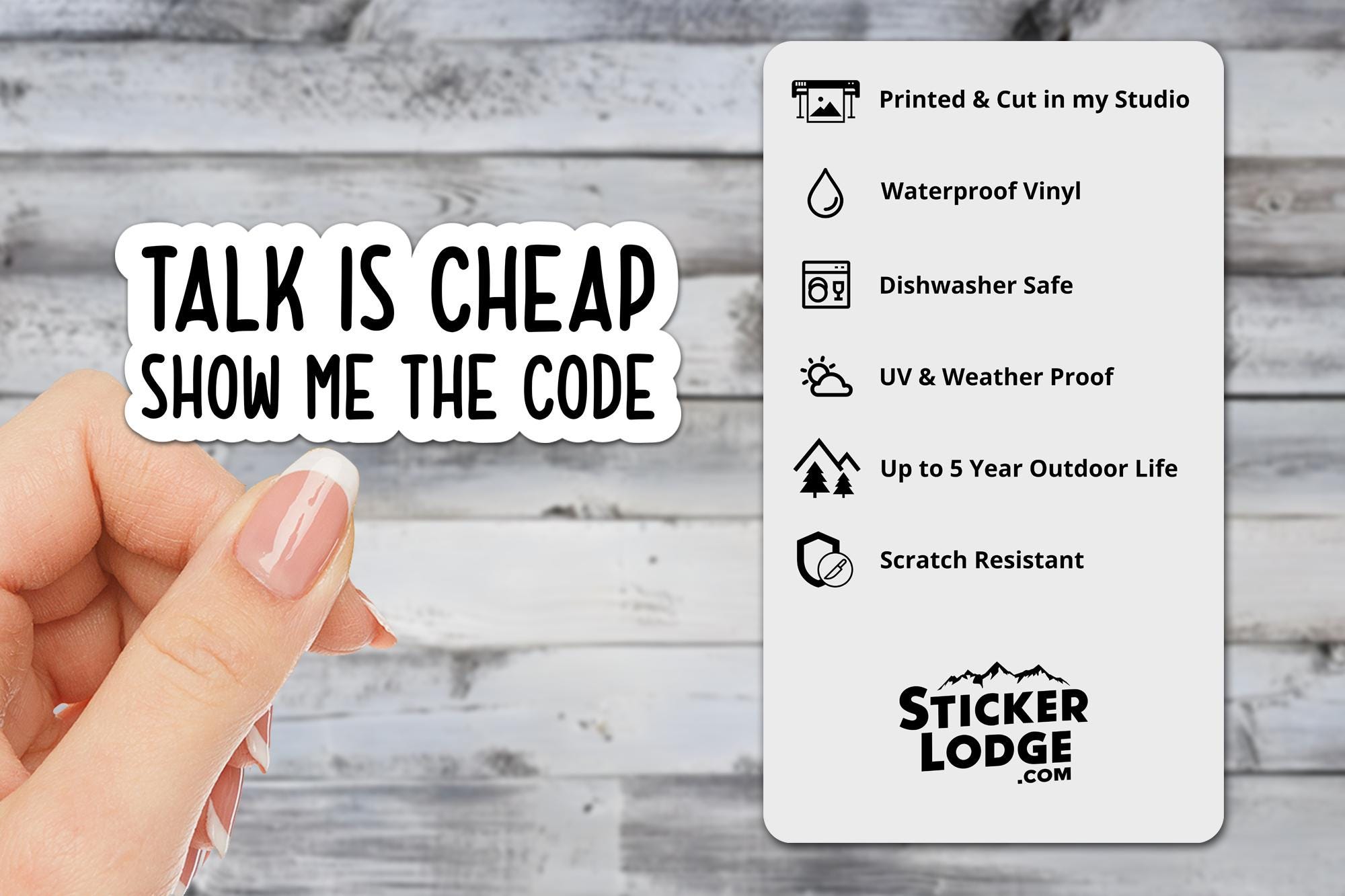 Talk is Cheap, Show Me The Code Vinyl Sticker