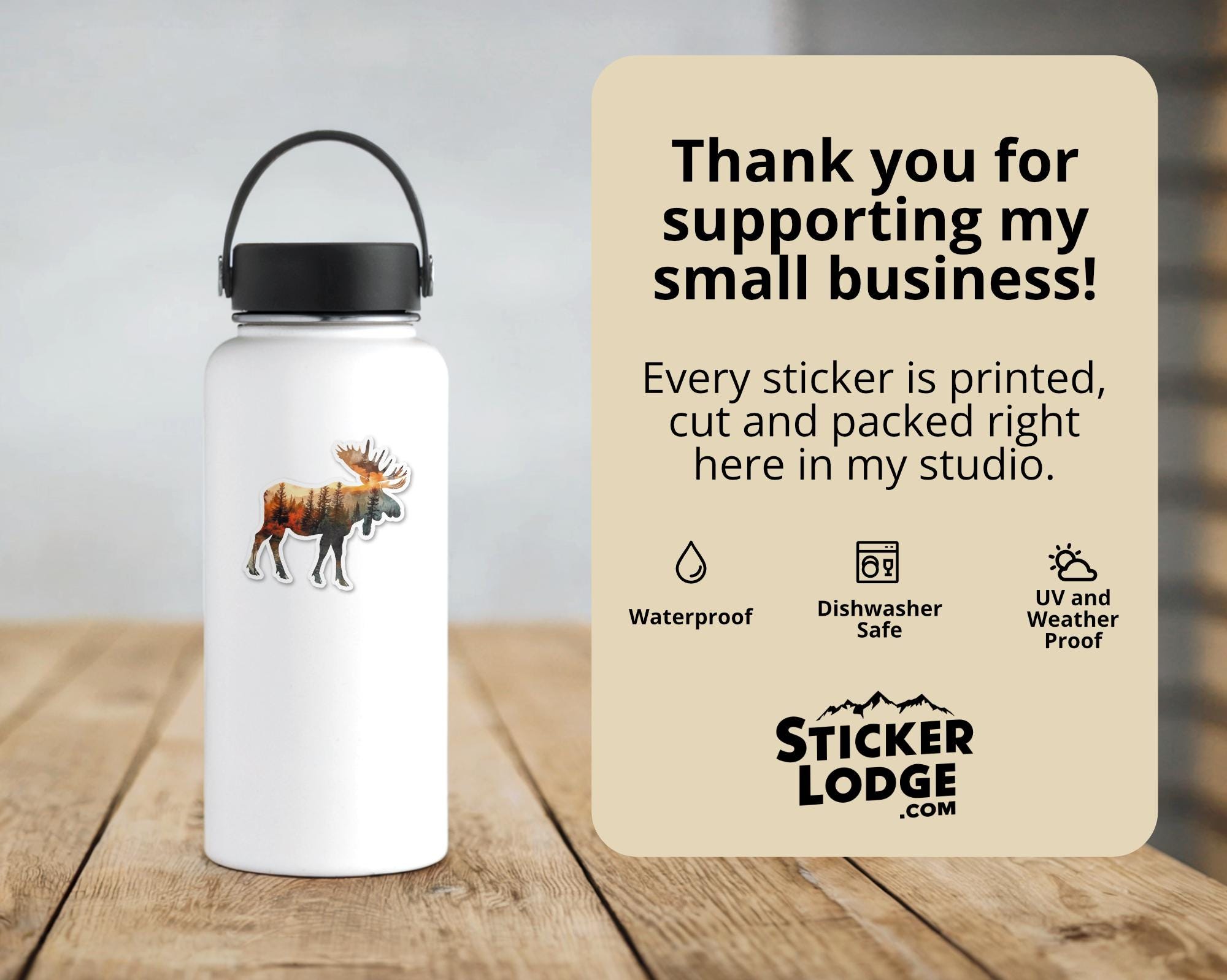 Moose and Forest Nature Double Exposure Vinyl Sticker