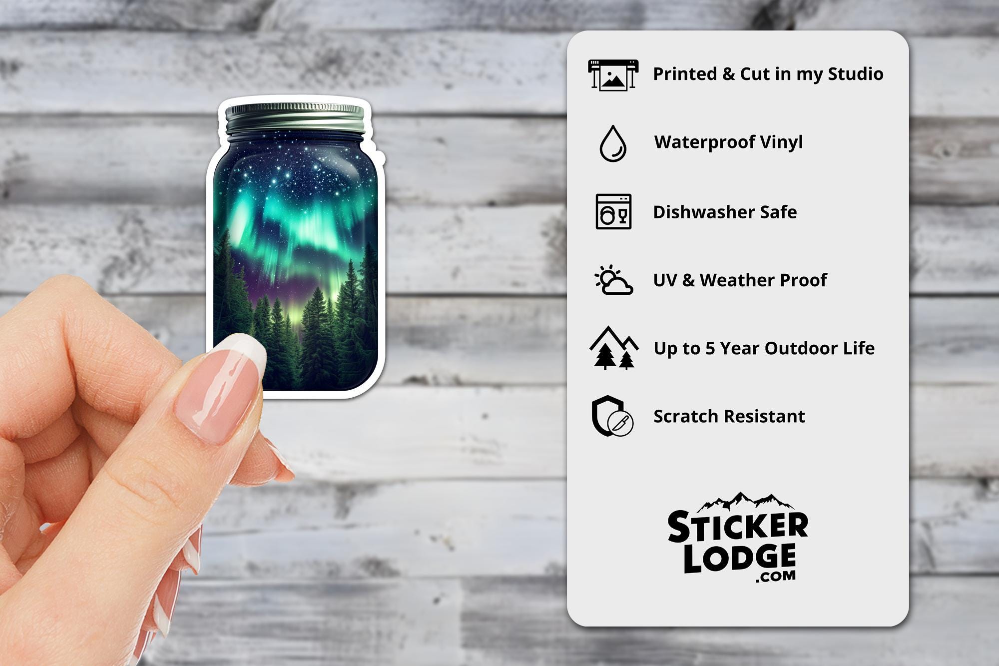 Northern Lights in a Jar Vinyl Sticker