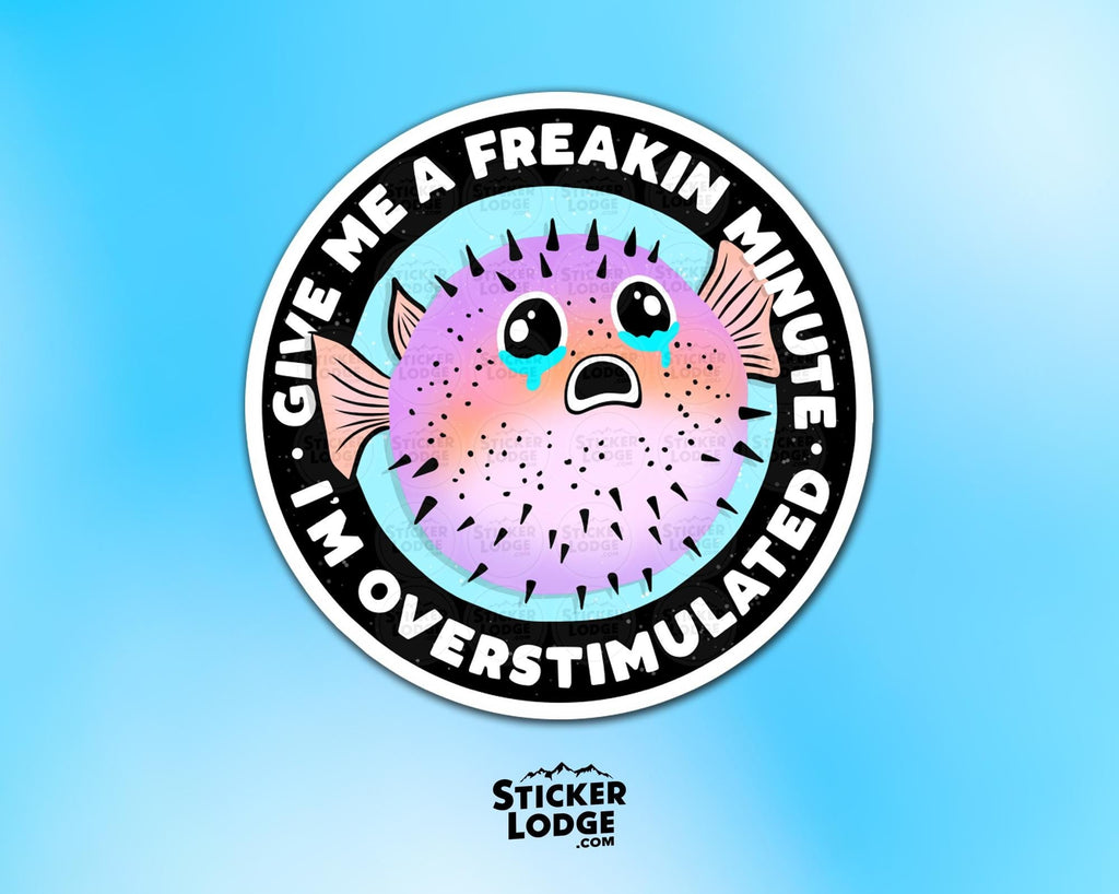 Overstimulated Pufferfish Vinyl Sticker
