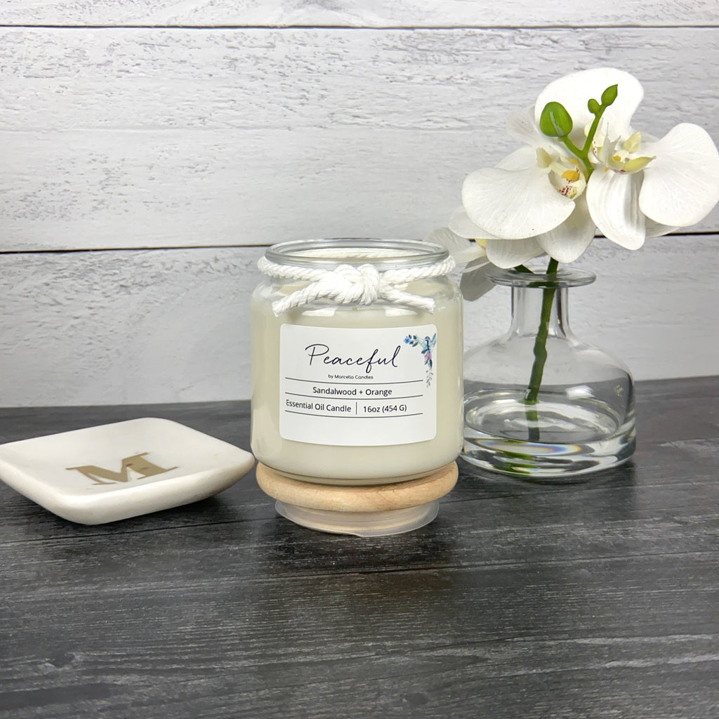 Peaceful Sandalwood + Orange Aromatherapy Candle
