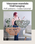 Large half mandala macrame pdf wall hanging pattern AND video tutorial. Advanced pattern.