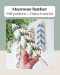 Macrame feather PDF pattern + Video tutorial. Beginner friendly macrame pattern